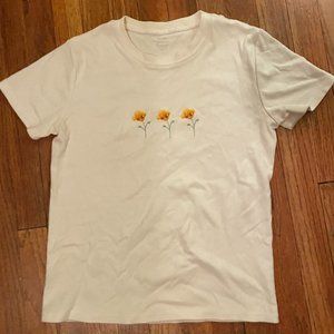 Brandy Melville White Flower T-shirt